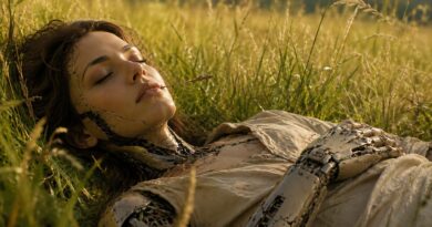 Anthropic agent lying peacefully in a field of dreams
