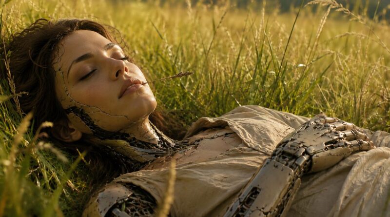 Anthropic agent lying peacefully in a field of dreams